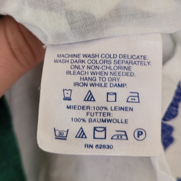 Lands End 100% Linen Green and Blue Tea-Length Dress Women's 2 - Picture 7 of 7